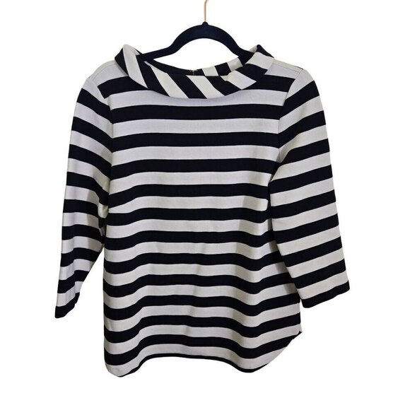 Talbots Striped Portrait Collar Jackie O Button Back Vintage Inspired Size Mp - Picture 2 of 6